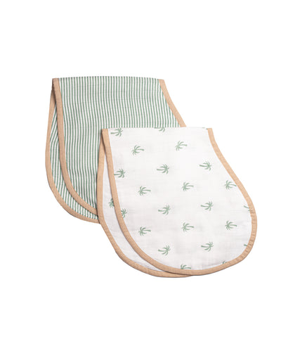 Refreshing Palm Muslin Burp Cloth & Bib | Set of 2 | 22 x 8 inches