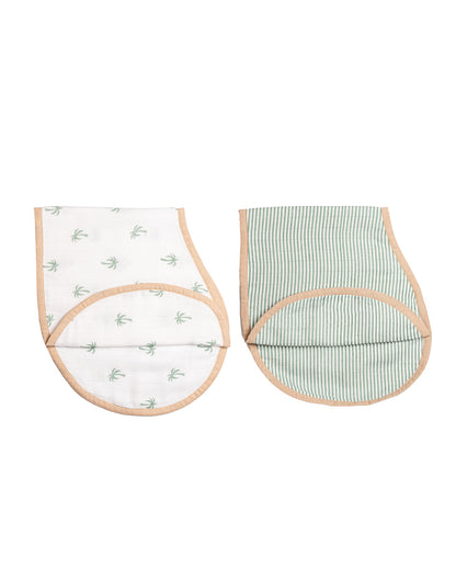 Refreshing Palm Muslin Burp Cloth & Bib | Set of 2 | 22 x 8 inches