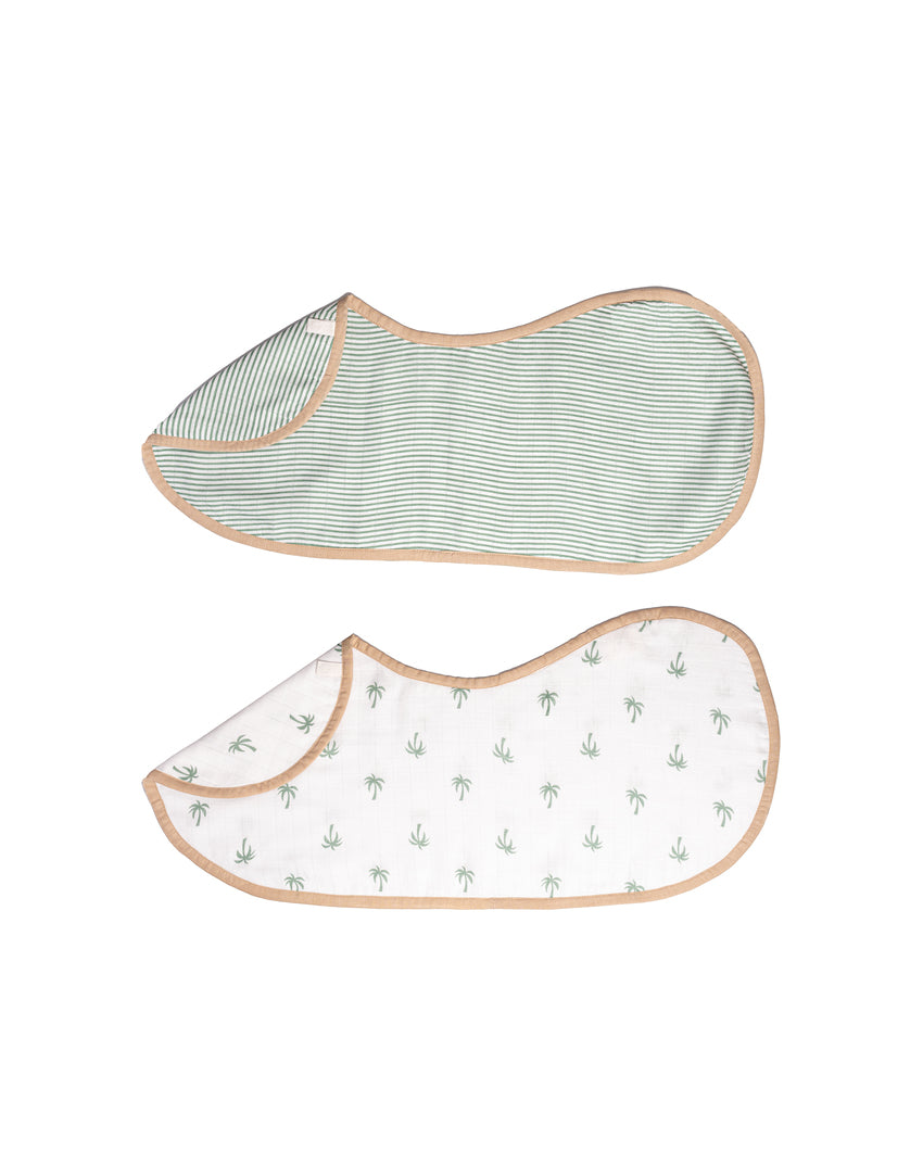 Refreshing Palm Muslin Burp Cloth & Bib | Set of 2 | 22 x 8 inches