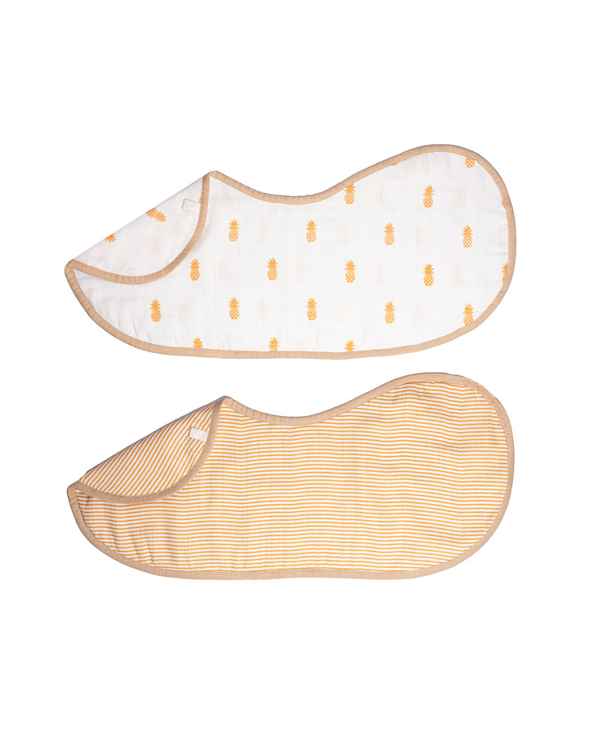 Handy Pineapple Muslin Burp Cloth & Bib | Set of 2 | 22 x 8 inches