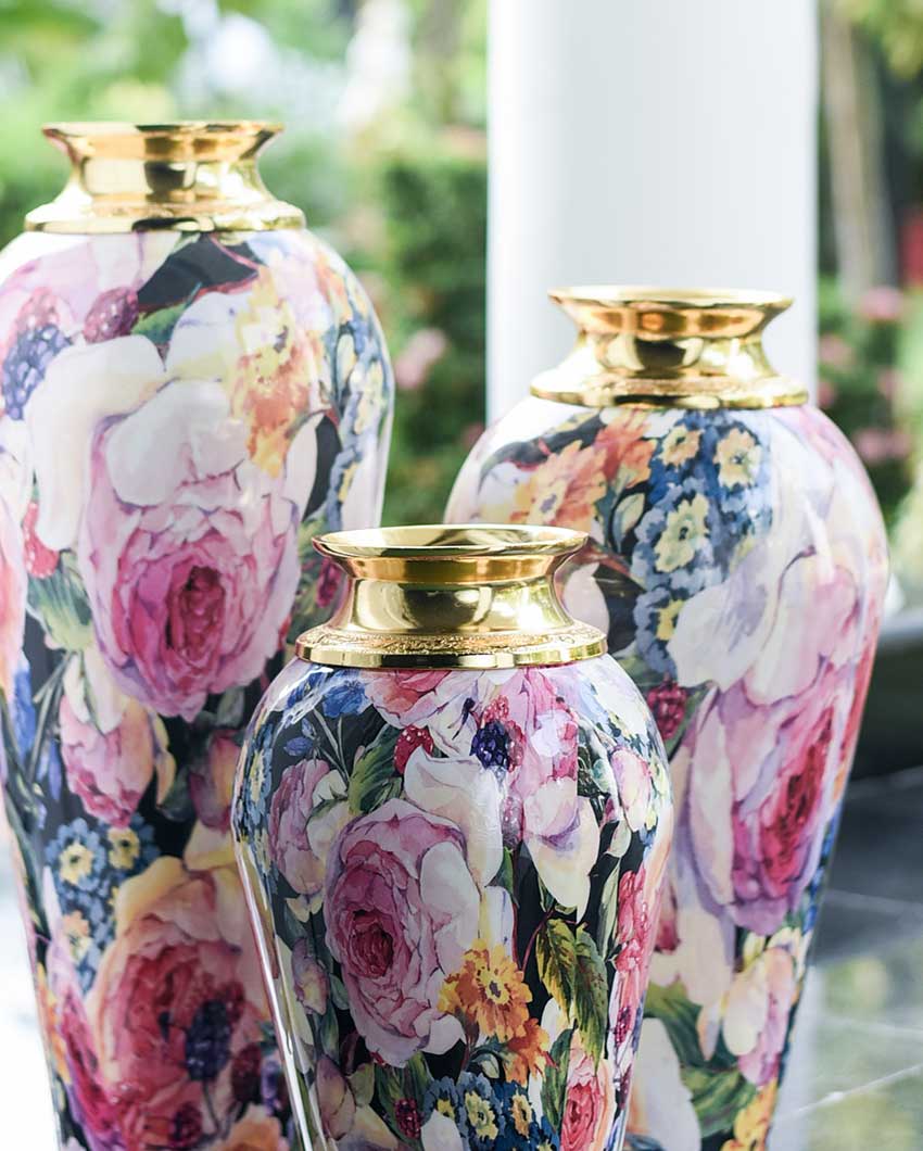 Fleur Metal Printed Vase 22 Inches