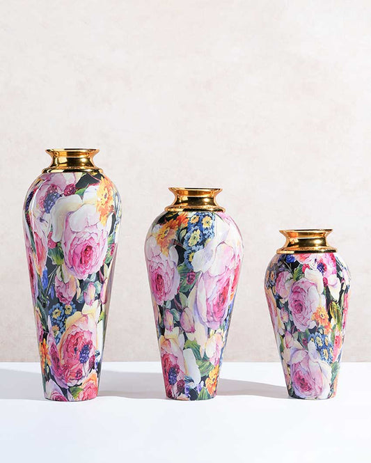 Fleur Metal Printed Vase 22 Inches