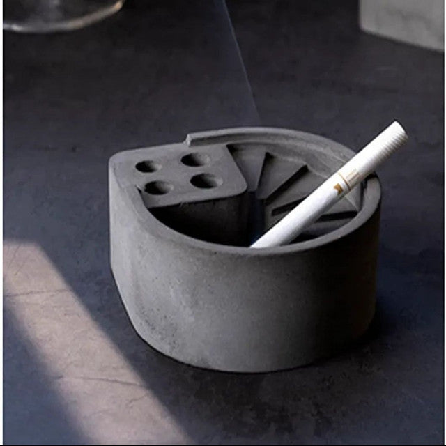 Unique Simple Shape Mistero Concrete Ashtray | 4 x 4 x 2 inches