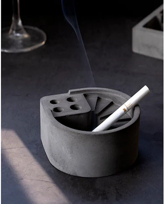 Unique Simple Shape Mistero Concrete Ashtray | 4 x 4 x 2 inches