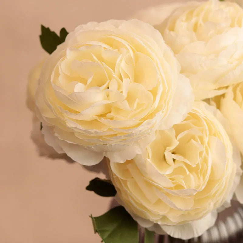 White Artificial Peony Flower Sticks | Set of 10