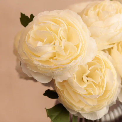 White Artificial Peony Flower Sticks | Set of 10