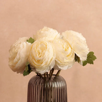 White Artificial Peony Flower Sticks | Set of 10