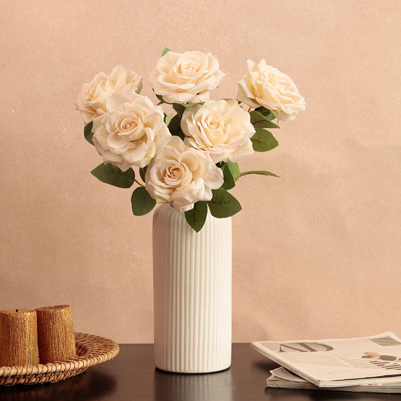 Artificial Rose Flower Sticks | Set of 6 White
