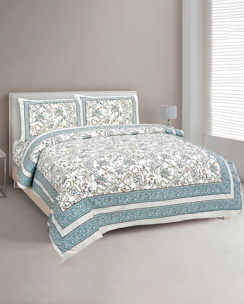 Echinacea Sanganeri Cotton Flat Bedding Set | Multiple Colors | Double Size | 93 x 108 inches