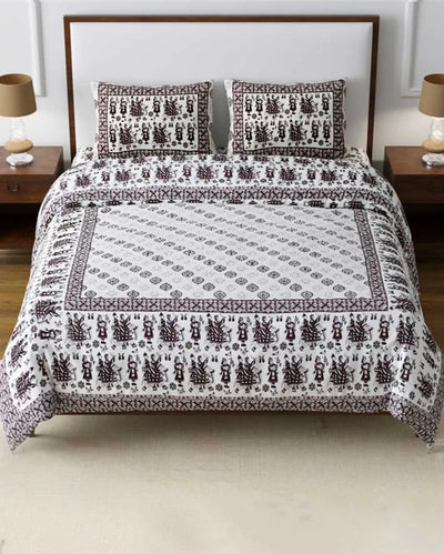 Alstro Sanganeri Cotton Flat Bedding Set | Double Size | 93 x 108 inches