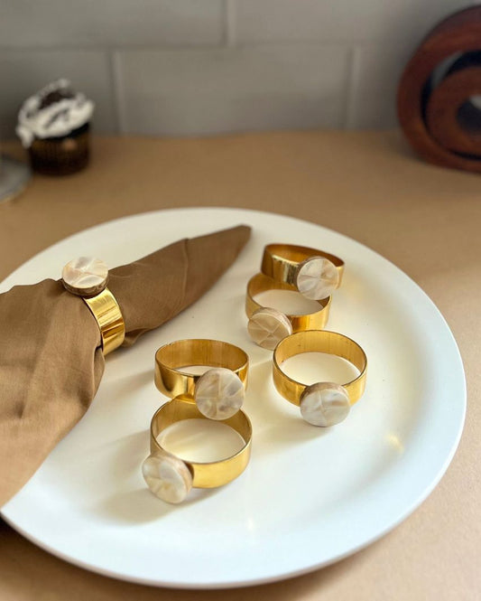 Traditional Design Round Mother Of Pearl Napkin Rings | Set Of 6 1 Inches