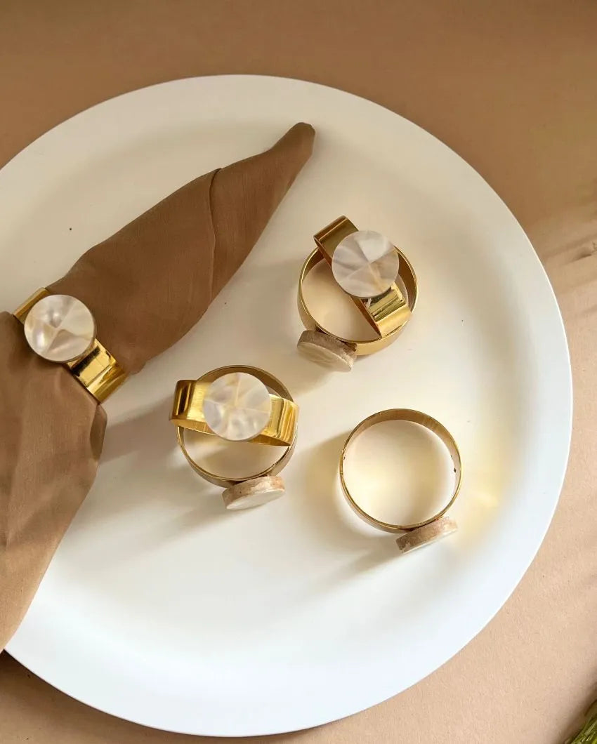 Traditional Design Round Mother Of Pearl Napkin Rings | Set Of 6 1 Inches