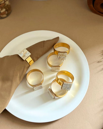 Stylish Square Shaped Mother Of Pearl Napkin Rings | Set Of 6 1 Inches