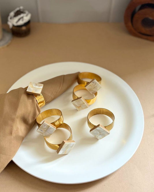 Diamond Mother Of Pearl Napkin Rings | Set Of 6 1 Inches