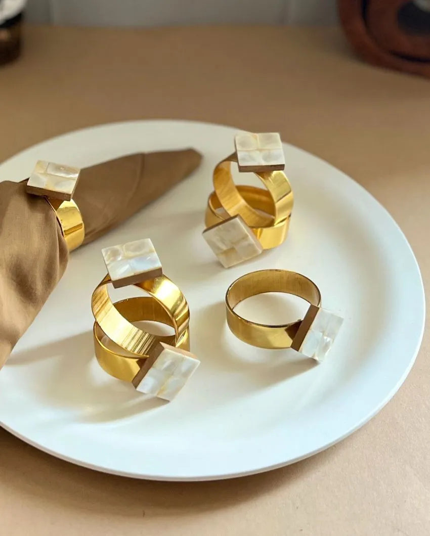 Diamond Mother Of Pearl Napkin Rings | Set Of 6 1 Inches