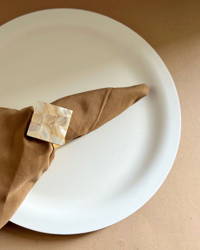 Diamond Mother Of Pearl Napkin Rings | Set Of 6 2 Inches