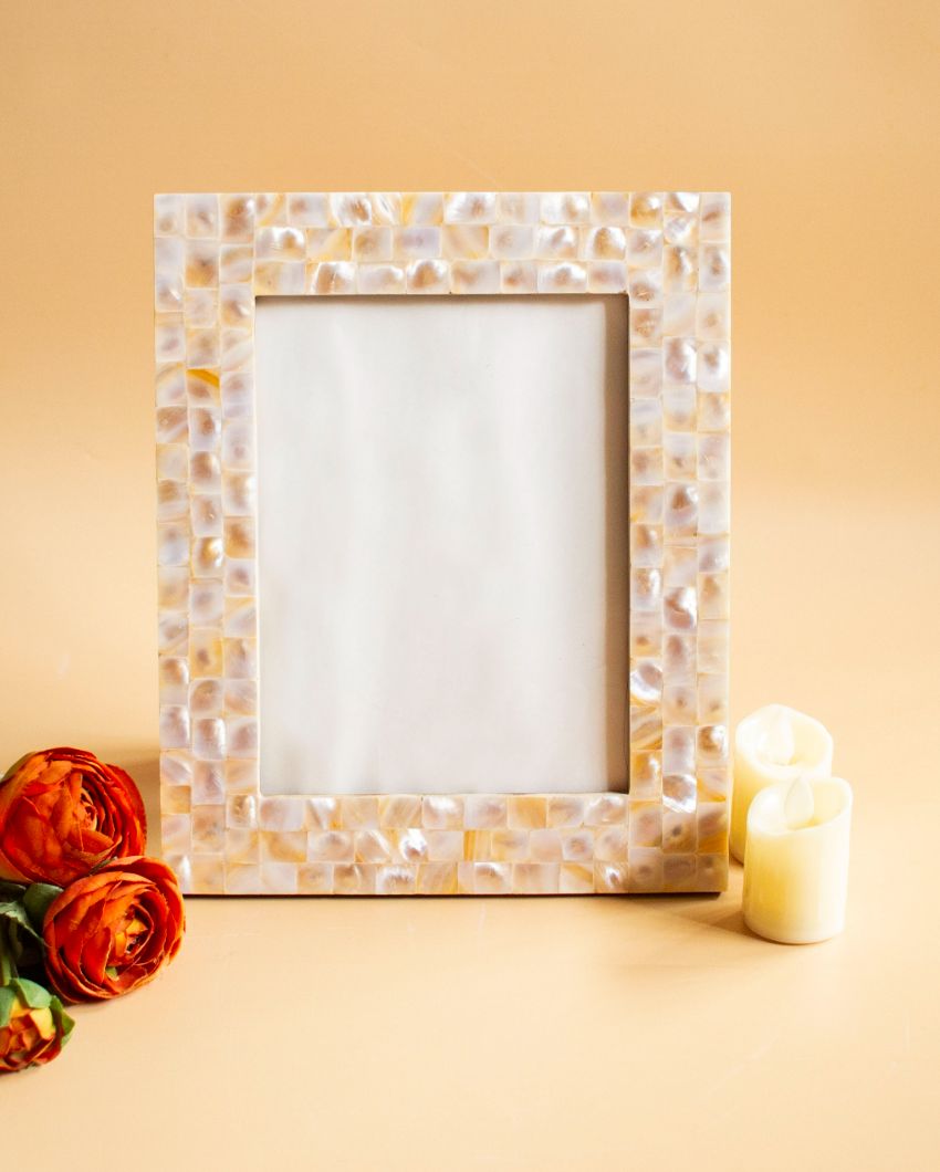 Mother of Pearl Wooden Ivory Photo Frame | 8 x 11 inches