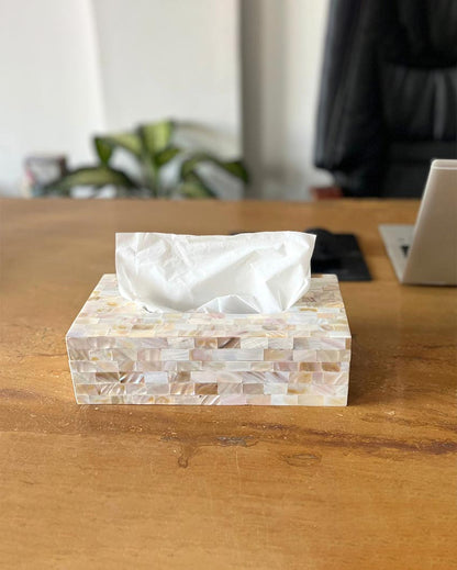 Sophisticated Design MOP Off-White Tissue Box Holder | 10 x 5 x 3 inches