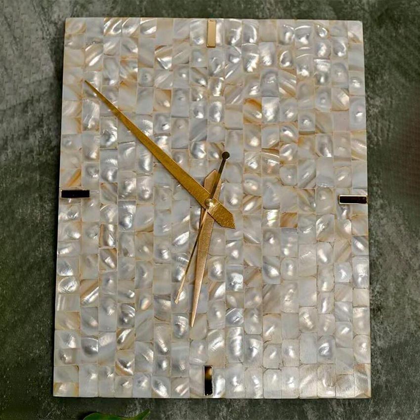 Stunning Design Mother of Pearl Off-White Wall Clock | 10 x 2 inches