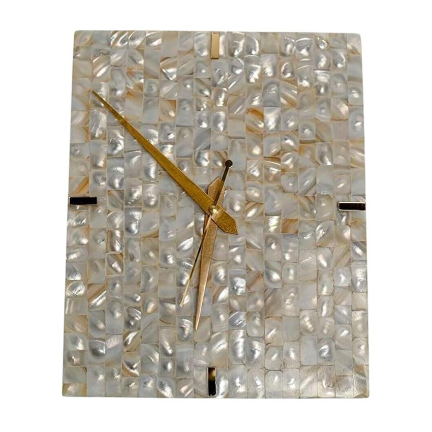 Stunning Design Mother of Pearl Off-White Wall Clock | 10 x 2 inches