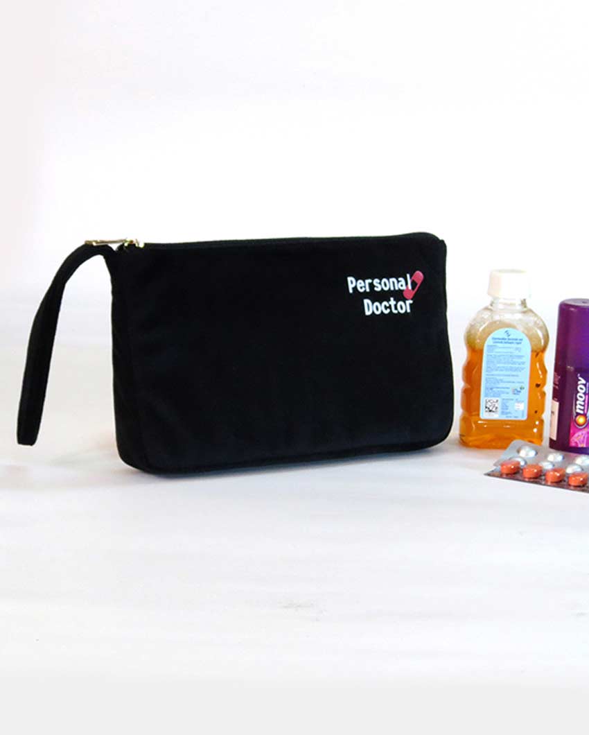 Compact Black Currant Medicine Pouch Bag | 9 X 2 X 6 inches