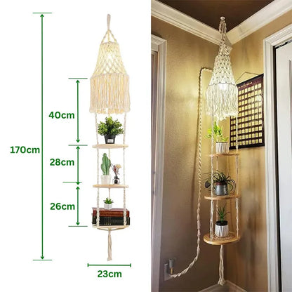 3 Tier Plant Hanger With Macrame Chandelier Default Title