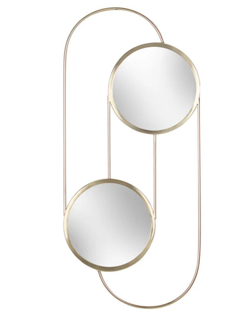 Abstract Double Round Circular Wall Mirror | 14 x 18 inches