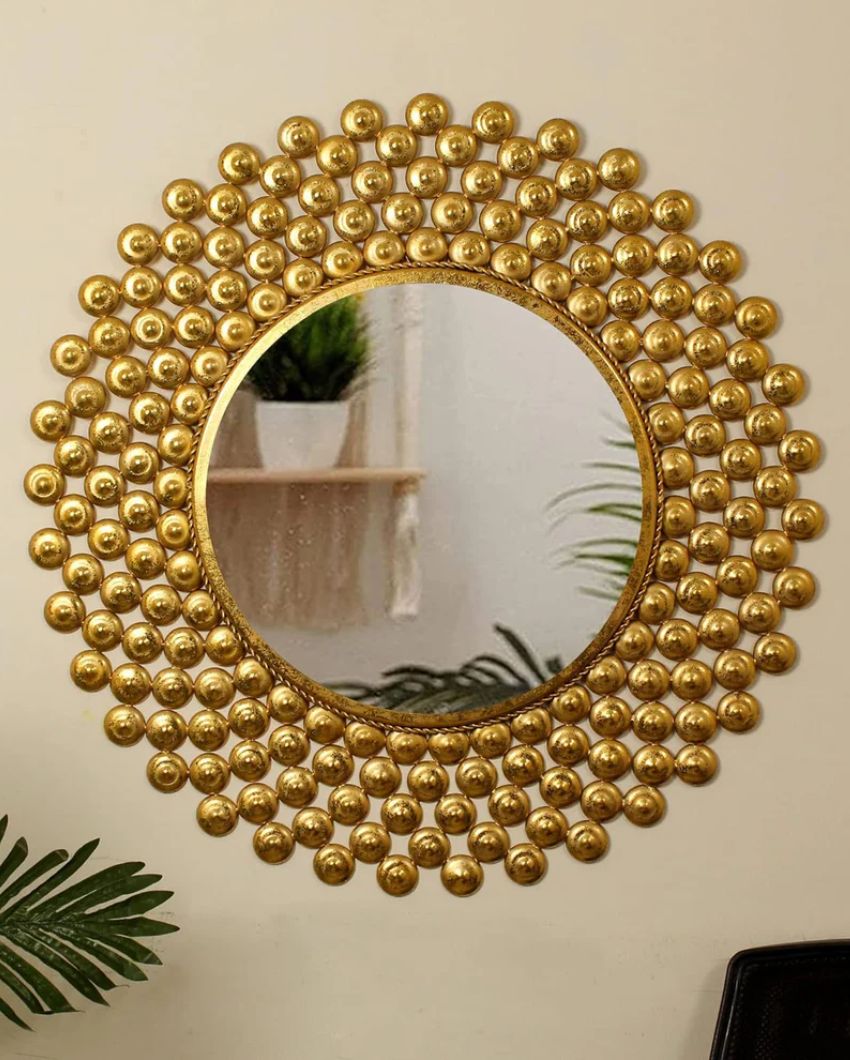 Mounted Hanging Metal Framed Round Mirror | 24 x 24 inches