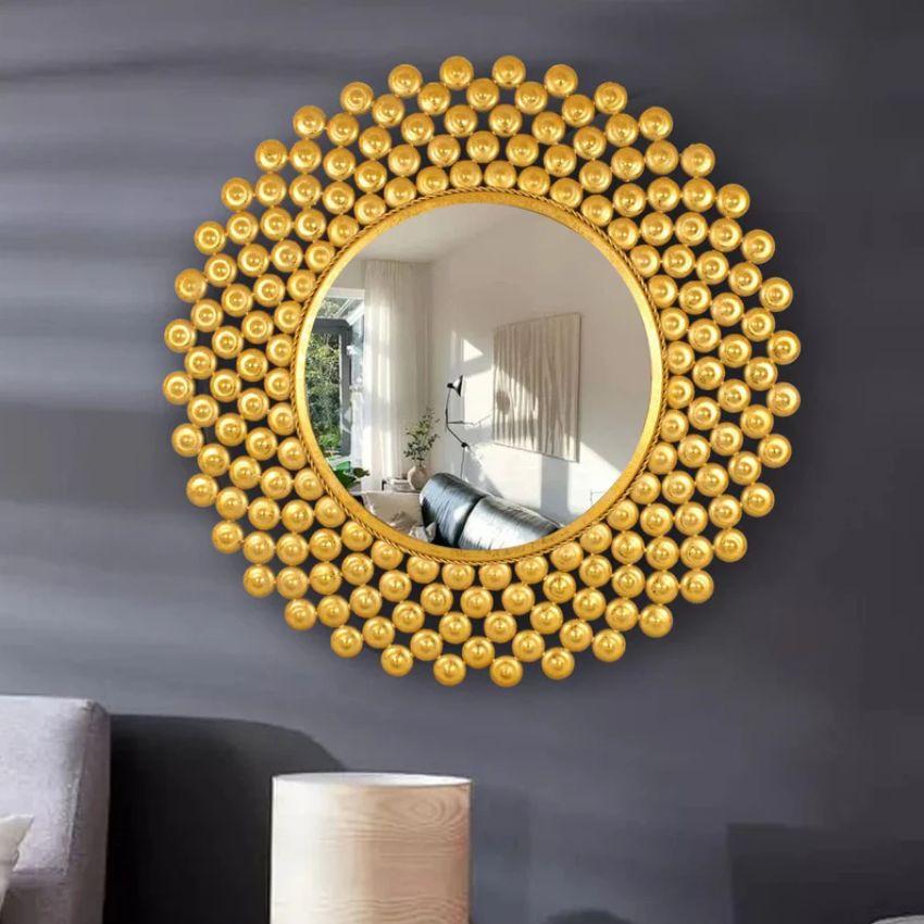 Mounted Hanging Metal Framed Round Mirror | 24 x 24 inches