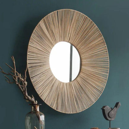 Round Naturan Rattan Mirror  | 24 x 24 inches