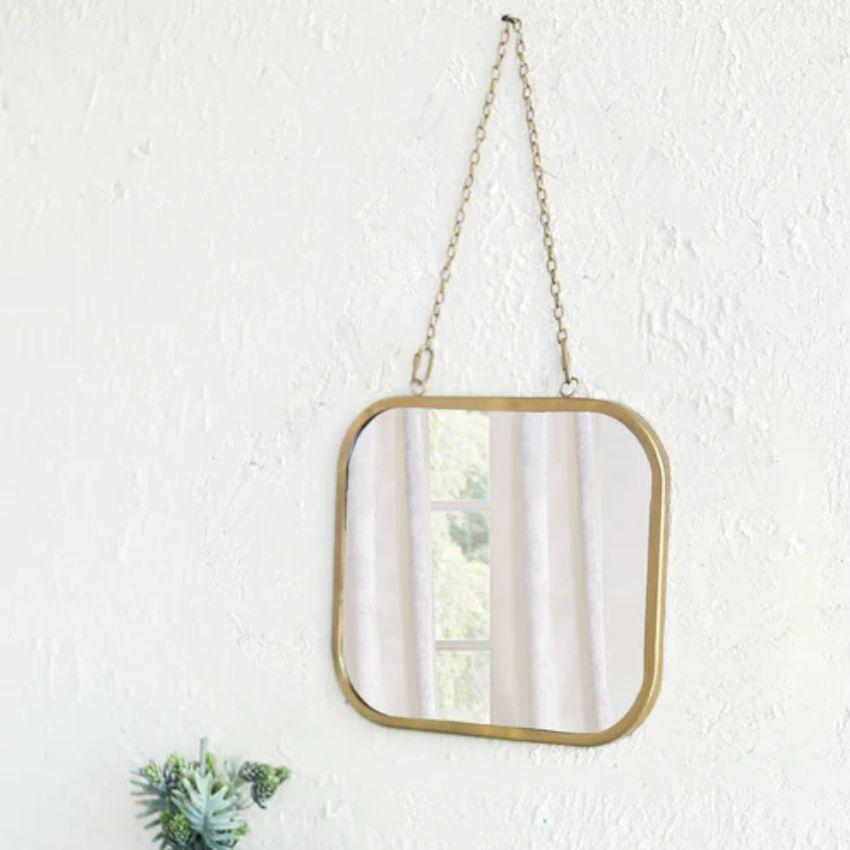 Square Hanging Mirror Withh Chain | 12 x 12 inches