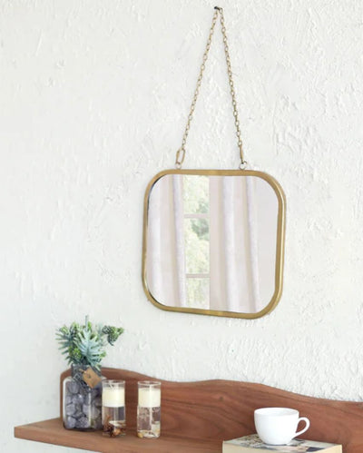 Square Hanging Mirror Withh Chain | 12 x 12 inches