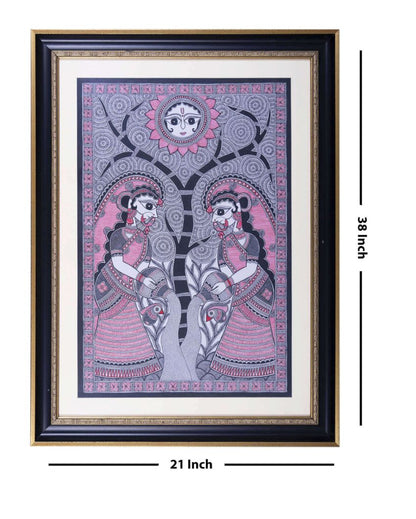 Women In Bihar Chatt Pooja Original Handmade Madhubani Painting | 21 x 38 inches