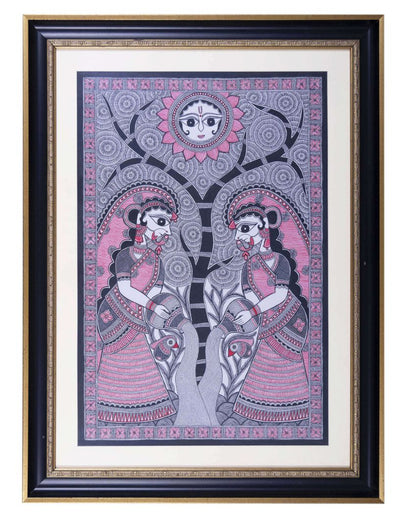 Women In Bihar Chatt Pooja Original Handmade Madhubani Painting | 21 x 38 inches
