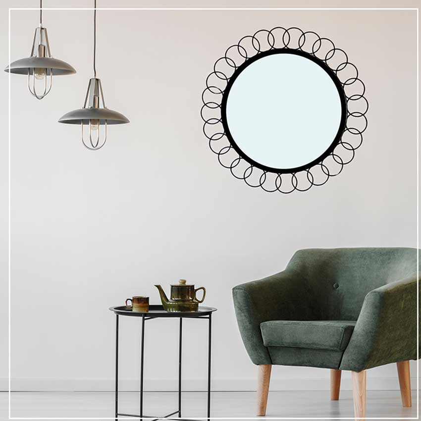 Designer Round Metal Frame Mirror | 19 x 3 x 19 inches