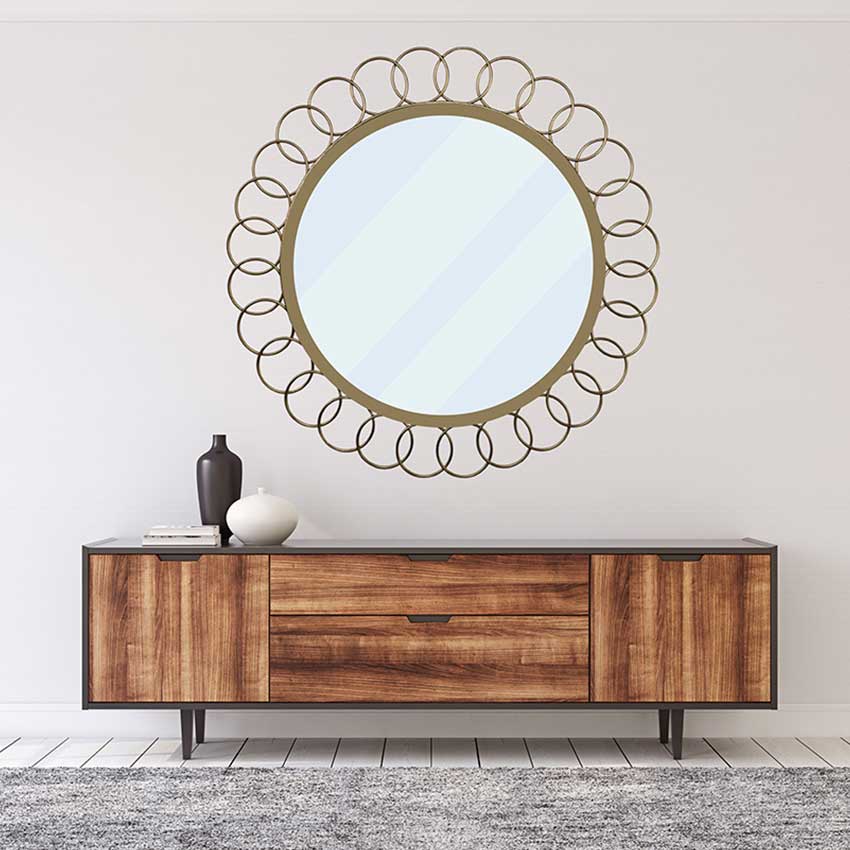 Designer Round Metal Frame Mirror | 19 x 3 x 19 inches