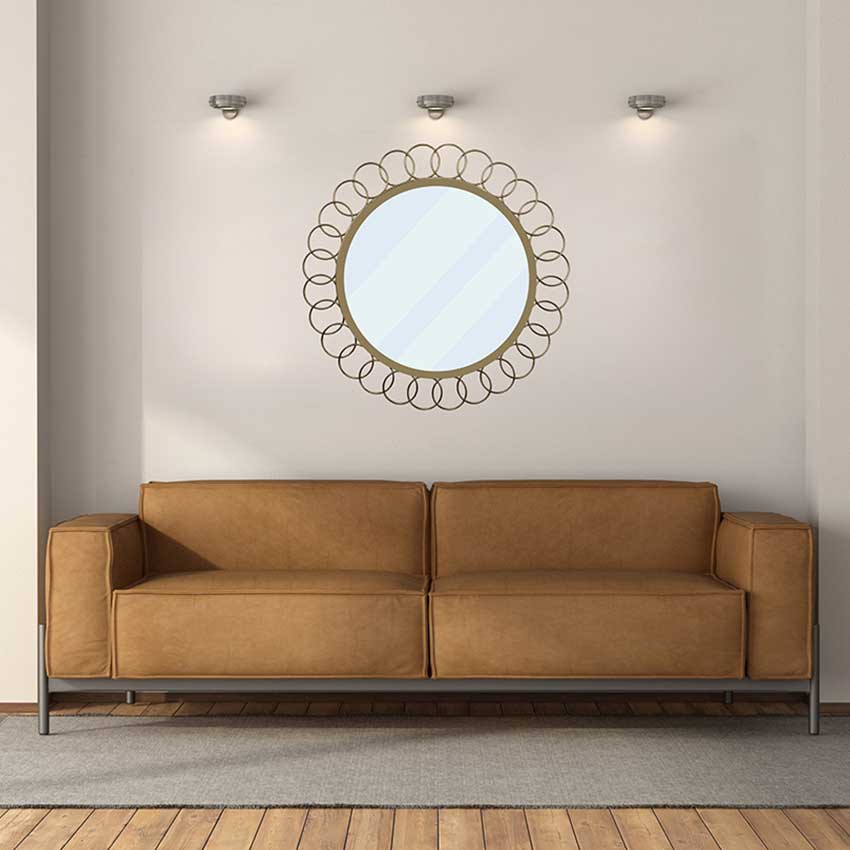 Designer Round Metal Frame Mirror | 19 x 3 x 19 inches