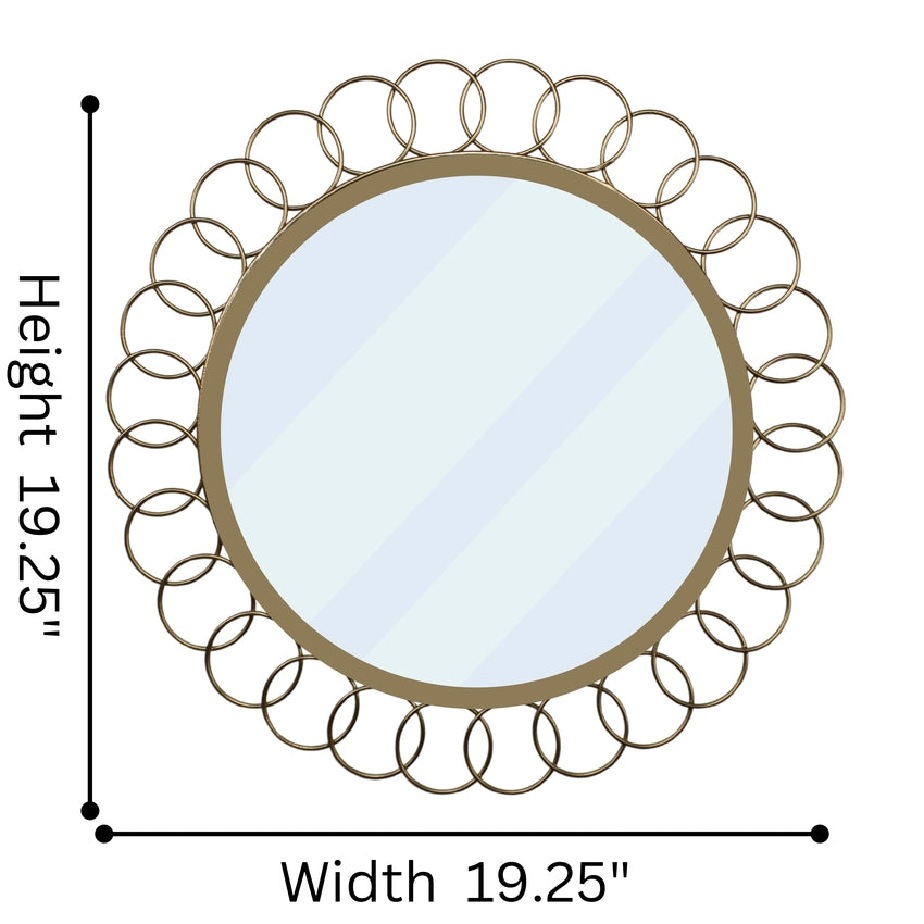 Designer Round Metal Frame Mirror | 19 x 3 x 19 inches