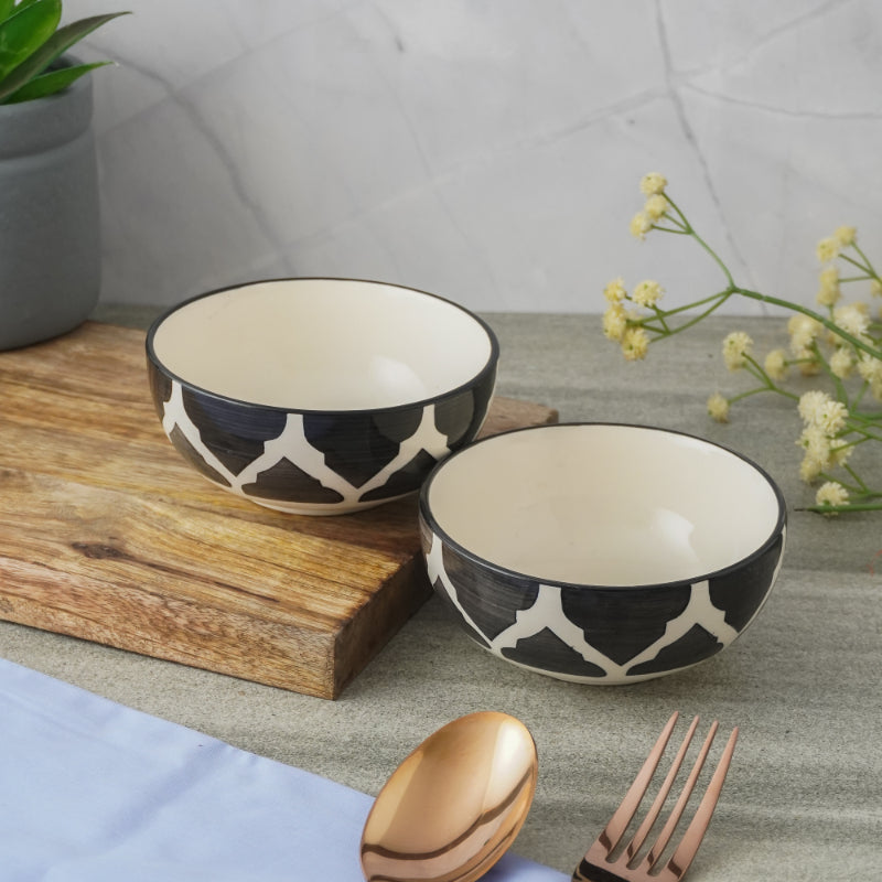 Black Moroccan Ceramic Bowl  | Set of 2