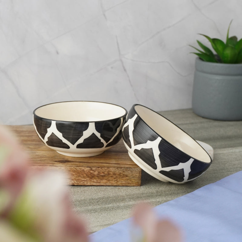 Black Moroccan Ceramic Bowl  | Set of 2