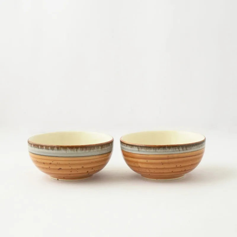 Brown Swirl Ceramic Bowl | Set of 2 Default Title