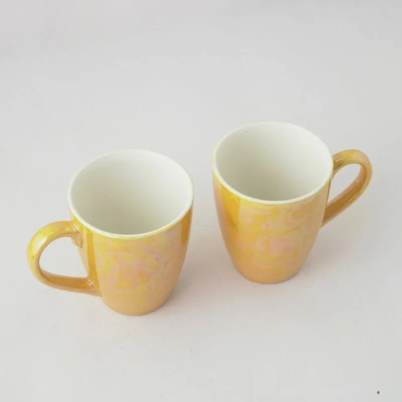 Vintage Gold Ceramic Coffee Mug | Set of 2 Default Title