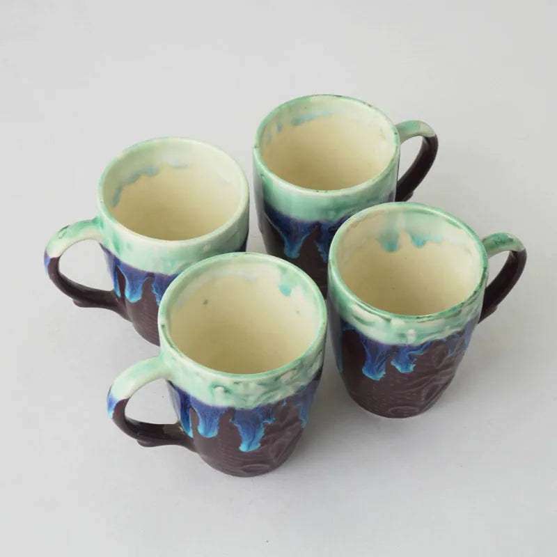 Ocean Waves Ceramic Coffee Mug | Set of 4