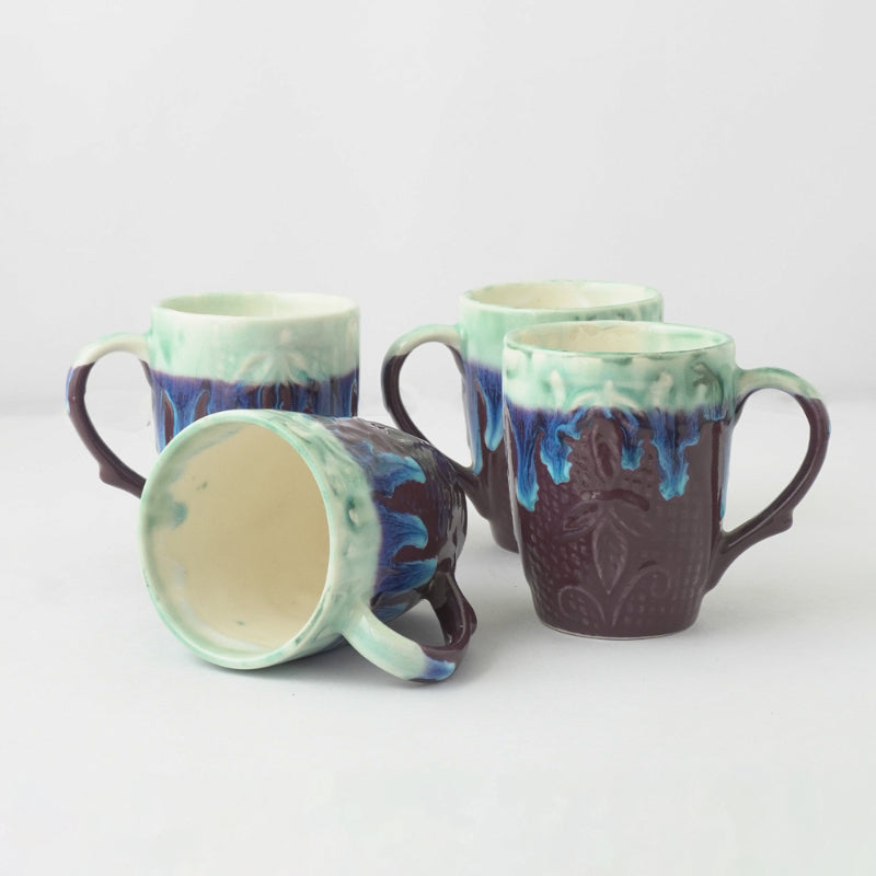 Ocean Waves Ceramic Coffee Mug | Set of 4