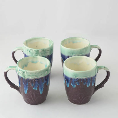 Ocean Waves Ceramic Coffee Mug | Set of 4