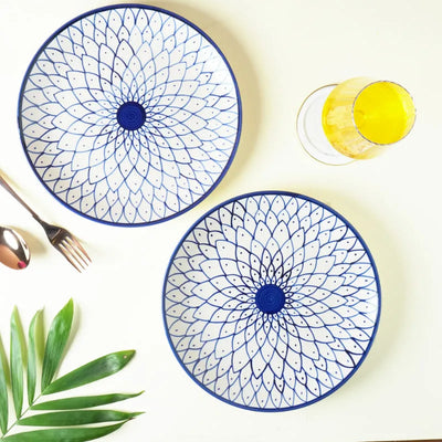 Blue Chakra Ceramic Dinner Plates | Set of 2 Default Title