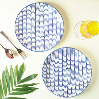 Sweep Pattern Ceramic Dinner Plate | Set of 2 Default Title