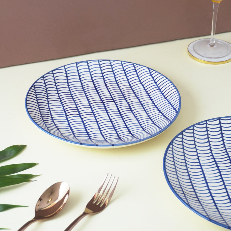 Sweep Pattern Ceramic Dinner Plate | Set of 2 Default Title
