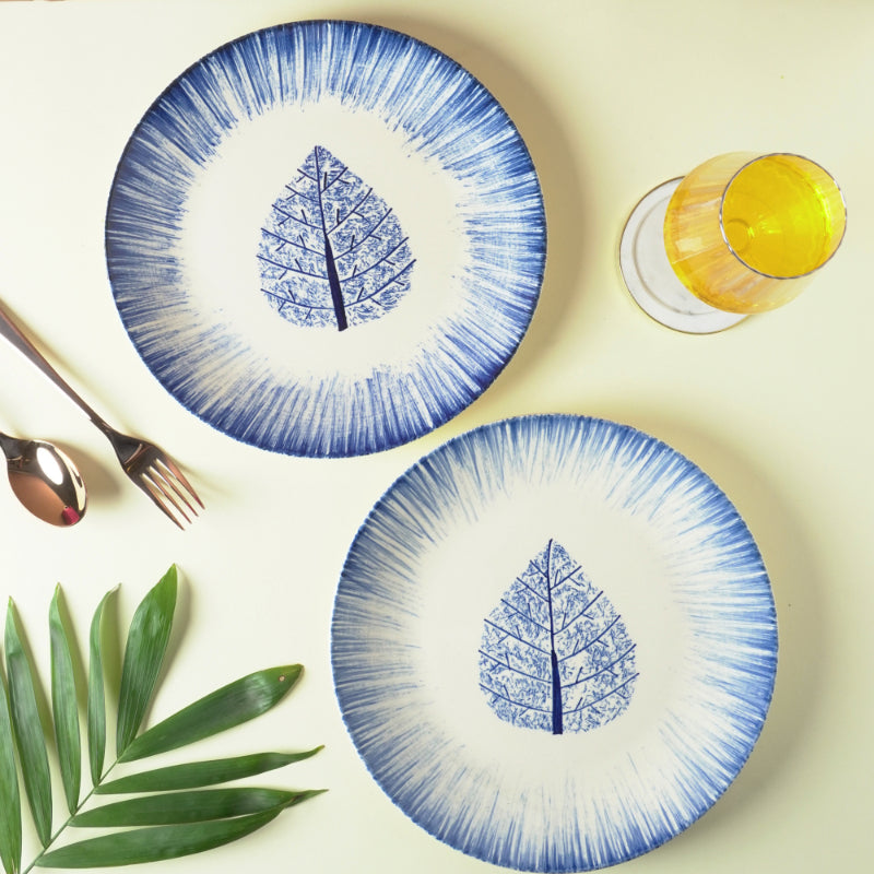 Ceramic Imprint leaf Dinner Plate | Set of 2 Default Title