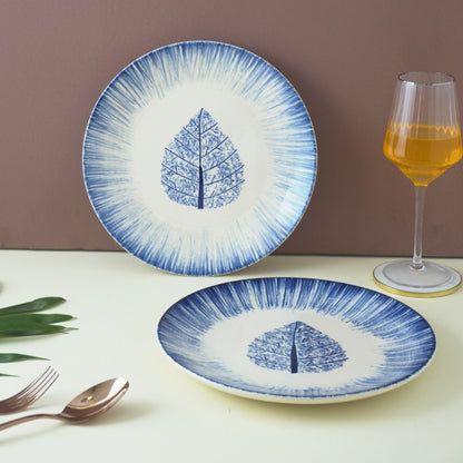 Ceramic Imprint leaf Dinner Plate | Set of 2 Default Title